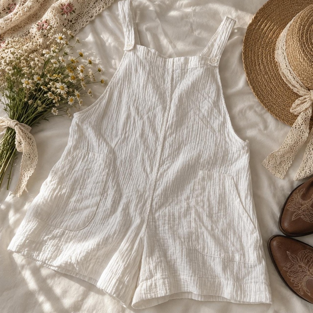 White romper   Boho white lightweight  cute romper